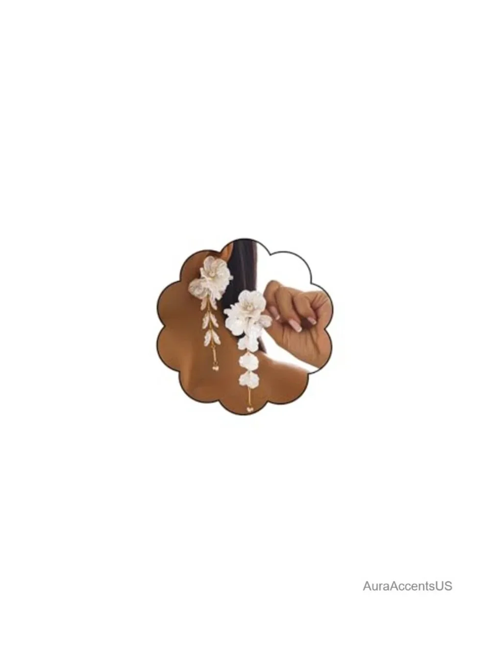 Fabric Flower Drop Earrings Long Tassel Boho Statement Jewelry
